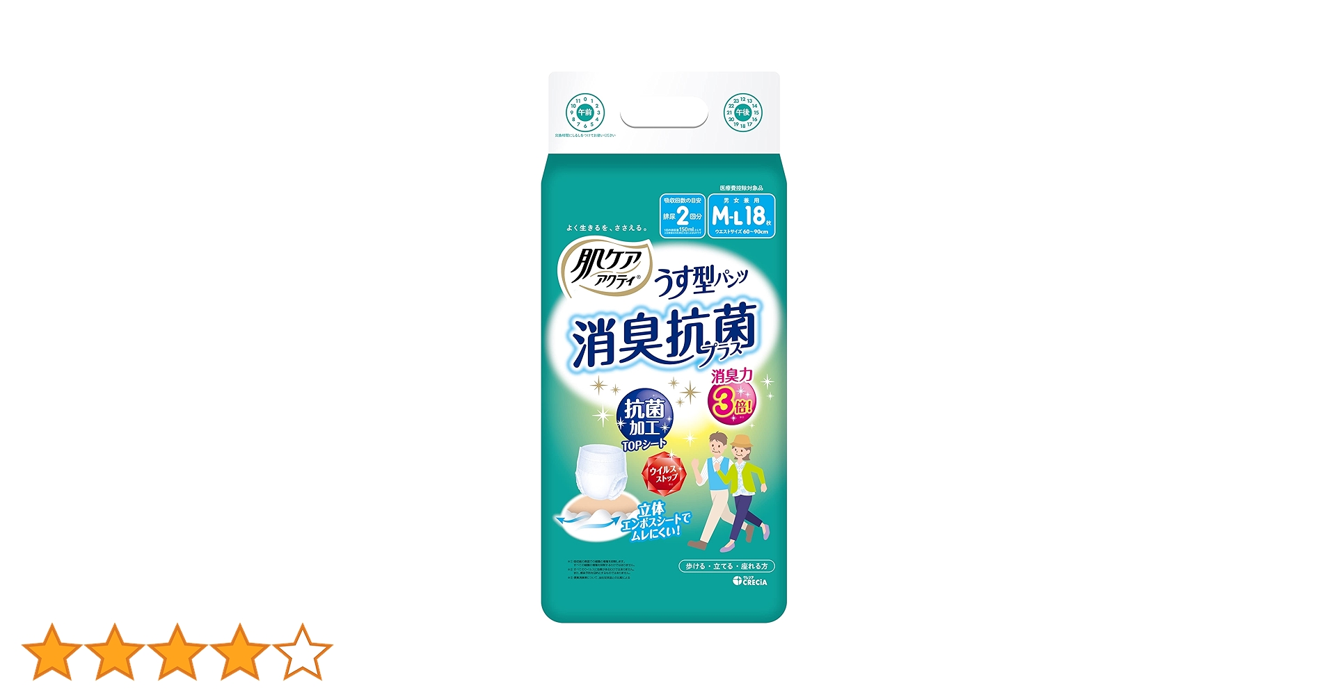 Amazon.co.jp: 大人用紙おむつ うす型 パンツ 2回分吸収 M-L 18枚 肌